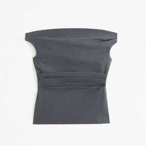 Off-Shoulder Fold-Detail Women’s Top in Charcoal